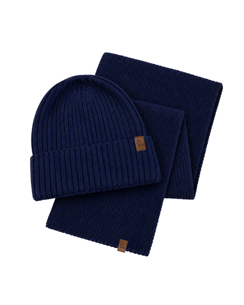 Men's Merino Ribbed Knit Beanie &amp; Scarf Set