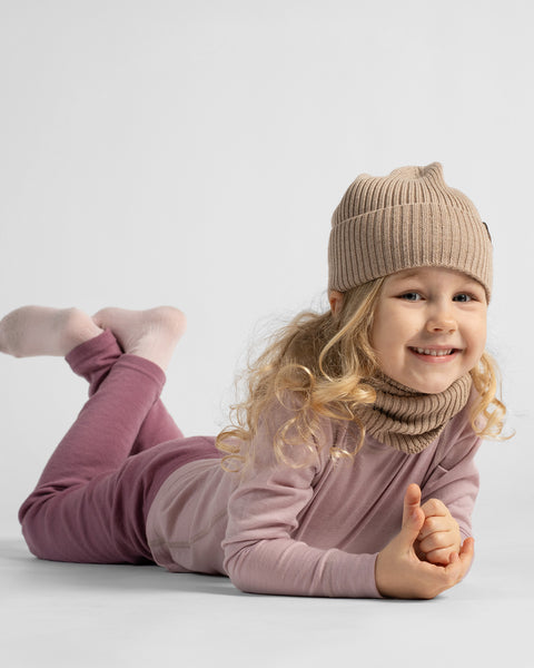 Kids' Merino Wool Ribbed Knit Beanie &amp; Gaiter Set
