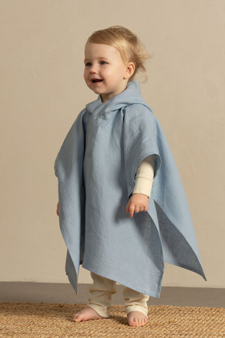 Baby Poncho with Hoodie - One Size / Cloudy Blue