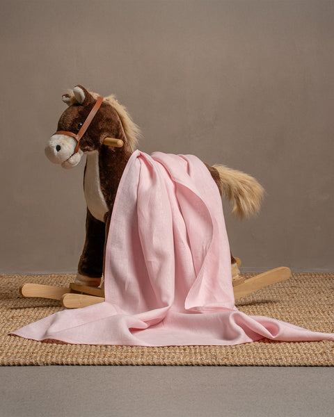 Hørplaid til baby i støvet lyserød farve