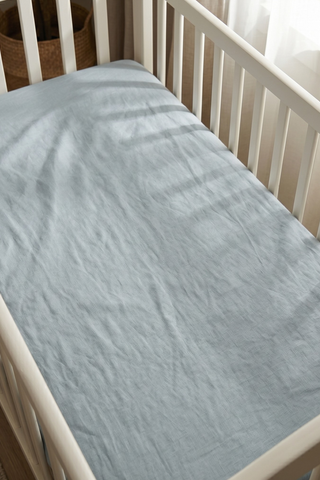 Kids' Linen Flat Sheet - 47 x 59" / Cloudy Blue