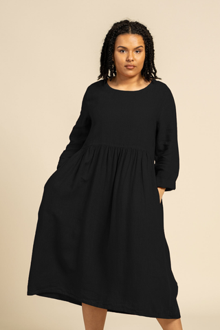 Smockkjole Lucy Ren Sort - XS / Sort