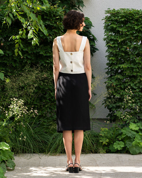 Hørforklæde Crop Top med Knapper på Ryggen Amiri