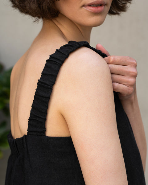 Linned Maxi Forklæde Kjole med Åben Ryg Fiona