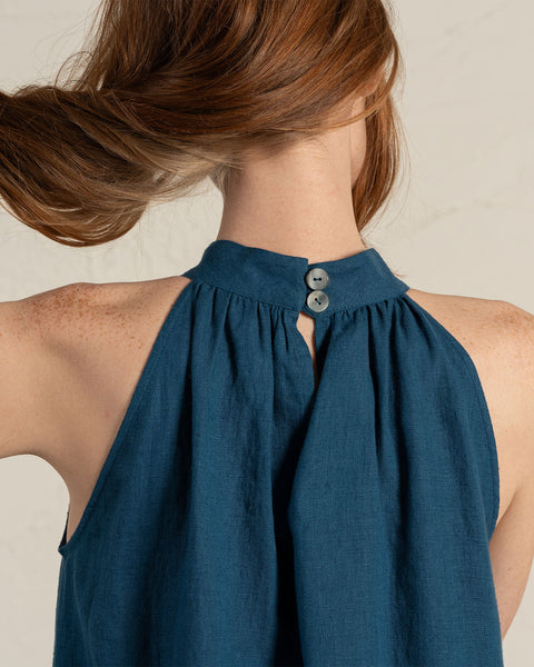 Maxi halterneck-kjole Rachel i koboltblå farve