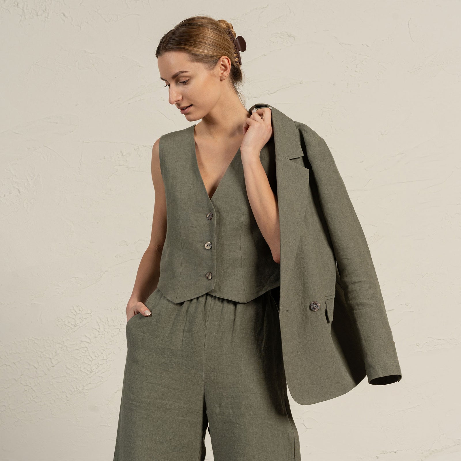 Suit Jacket Quin in stone green color