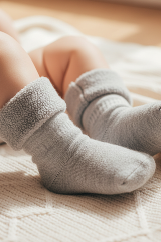 Babies Merino Sherpa Socks - 0-6 M / Light Gray