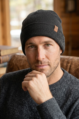 Men's Knit Beanie Cashmere Blend - One Size / Black