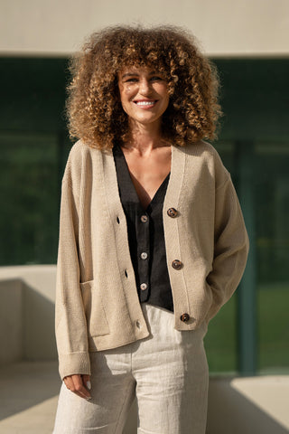 Women's Merino Wool Cardigan Hazel - S / Beige