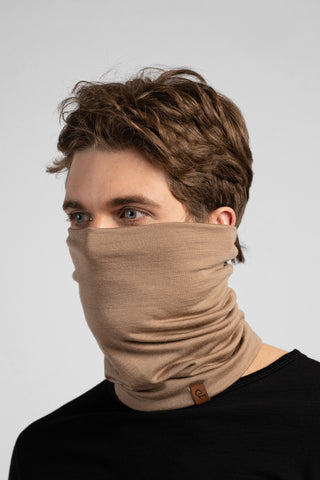 Men's Virgin Merino Tube Neck Gaiter Beige - One Size / Beige