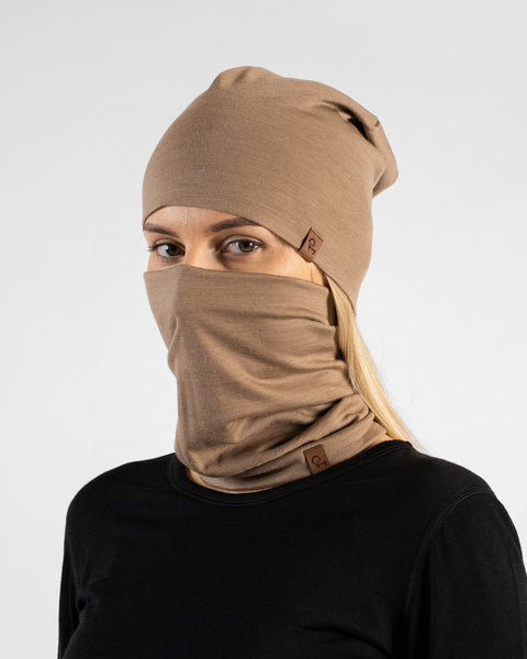 Women's Merino Beanie &amp; Gaiter 2-Piece Beige