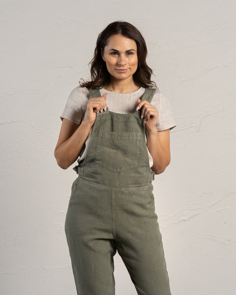 Linned T-shirt Top Emma Naturlig