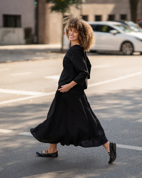 Linnedbluse Nora Ren Sort