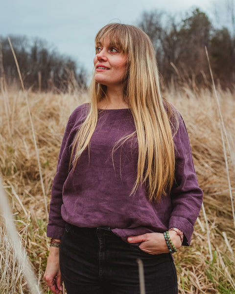 Linnedbluse Nora Skyggelilla