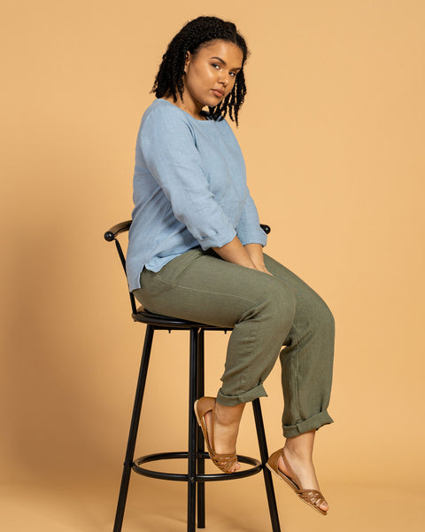 Linnedbukser Dakota i stengrågrøn