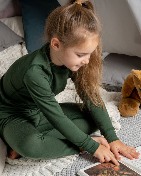 Børnebukser 160 Merino Mørkegrøn