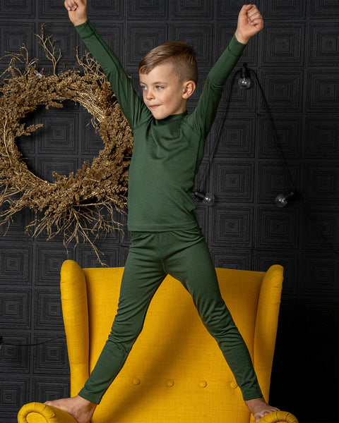 Børnebukser 160 Merino Mørkegrøn