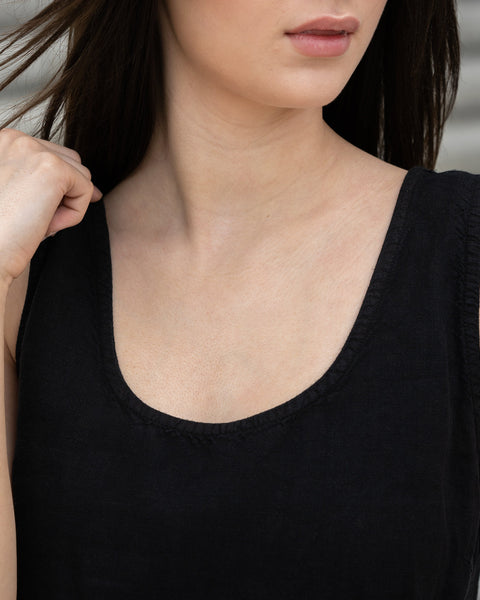 Linnedtop Hana Ren Sort