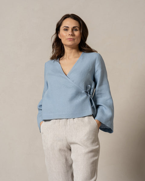 Linen Top Thea in Cloudy Blue Color