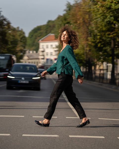 Linnedbukser Dakota i ren sort