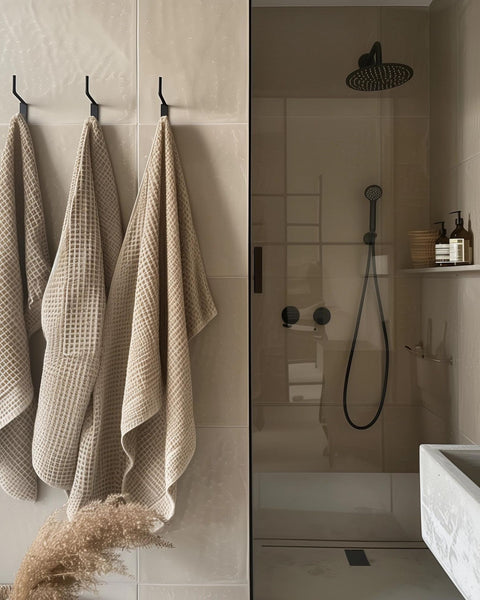 Vaffelbadelagen 100x140 i sandbrun