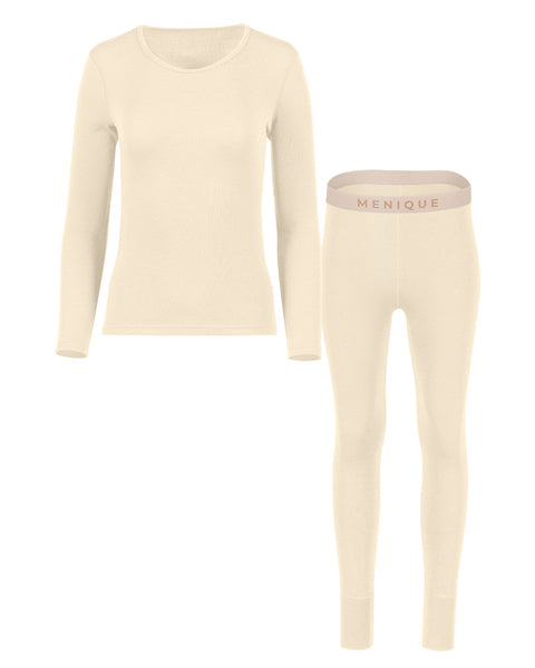Women's 250 Long Sleeve &amp; Bottoms 2-Piece Natural Front