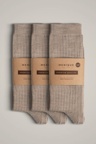 Dame Merino Ribstrømper 3-pak - Onesize / Beige