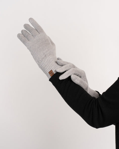 Bløde strikkede lysegrå handsker til kvinder, åndbare vinterhandsker i merinould