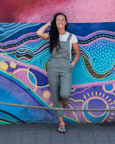 Hørforklædeheldragt Nicci Sten Grøn