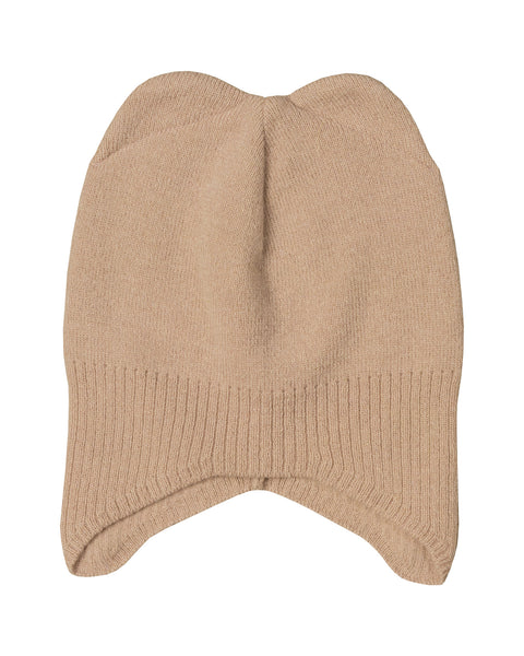 Kids' Ear Flaps Beanie Knitted Merino &amp; Cashmere in creamy beige