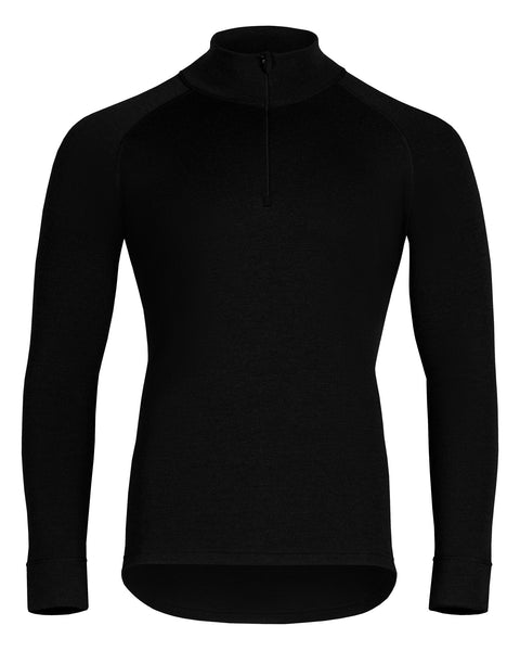 Herre 250 Zip Hals Top Sort Foran
