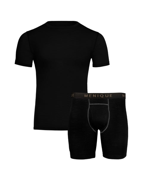 Herre T-shirt og Boxershorts 2-dele Sort