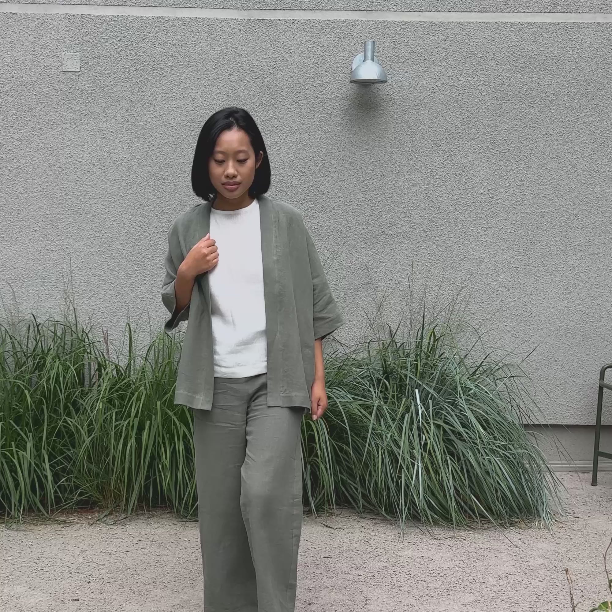 Linned Kimono Omslagstop Sakura