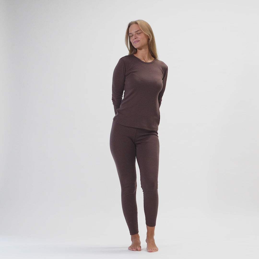 Dame 250 Langærmet & Leggings 2-delt Brun