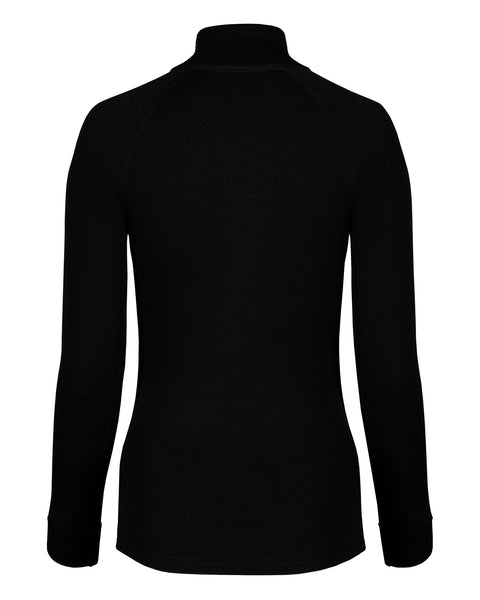 Dame 250 Zip Hals Top Sort Bagside