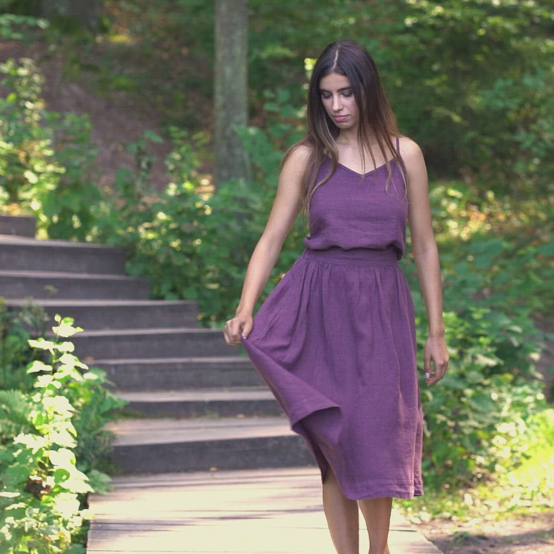 Linned Top med Stropper Kim Skygge Lilla