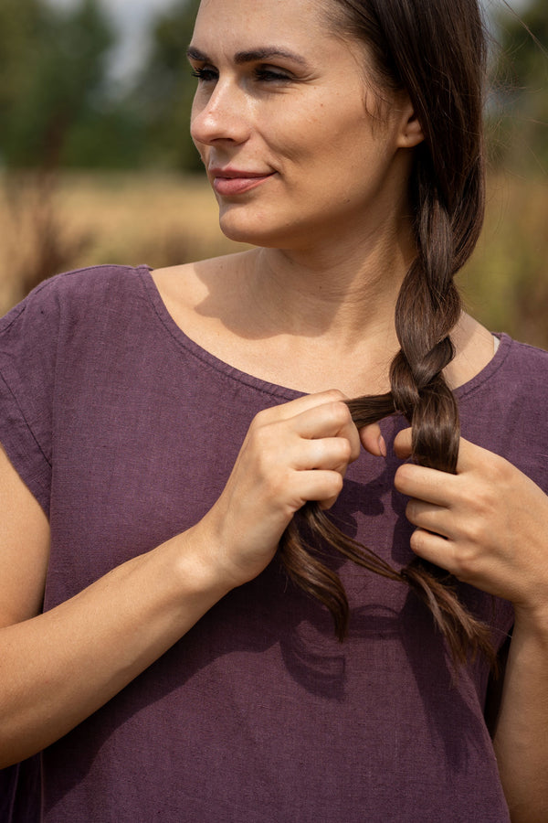 Hørskjortekjole Cecilia Skyggelilla