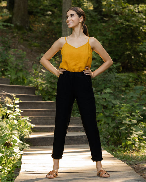 Linnedbukser Dakota Ren Sort