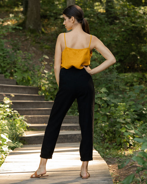 Linnedbukser Dakota Ren Sort