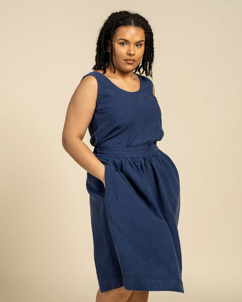 Linned Ærmeløs Top Hana Stormblå