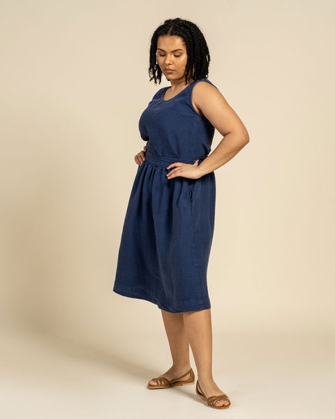 Linned Ærmeløs Top Hana Stormblå