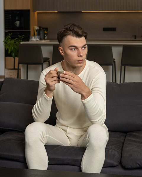 Herre Merino 250 Langærmet Rundhalset Naturlig