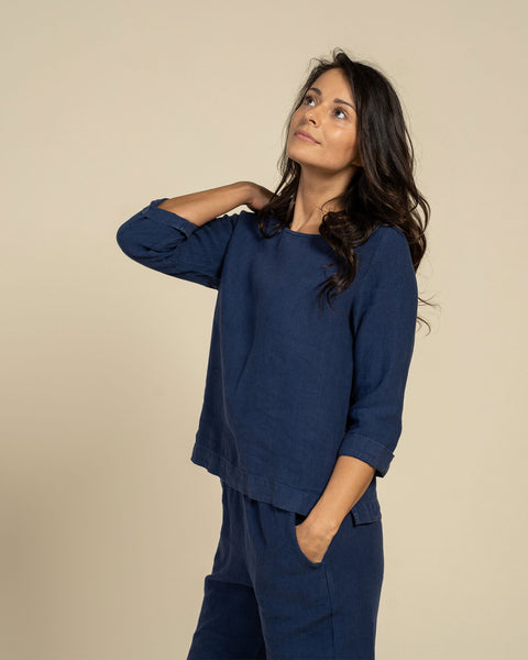 Long Sleeve Blouse &amp; Pants 2-Piece Storm Blue