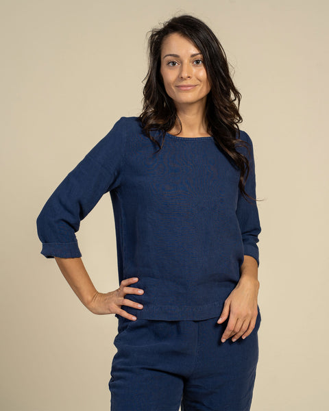 Long Sleeve Blouse &amp; Pants 2-Piece Storm Blue